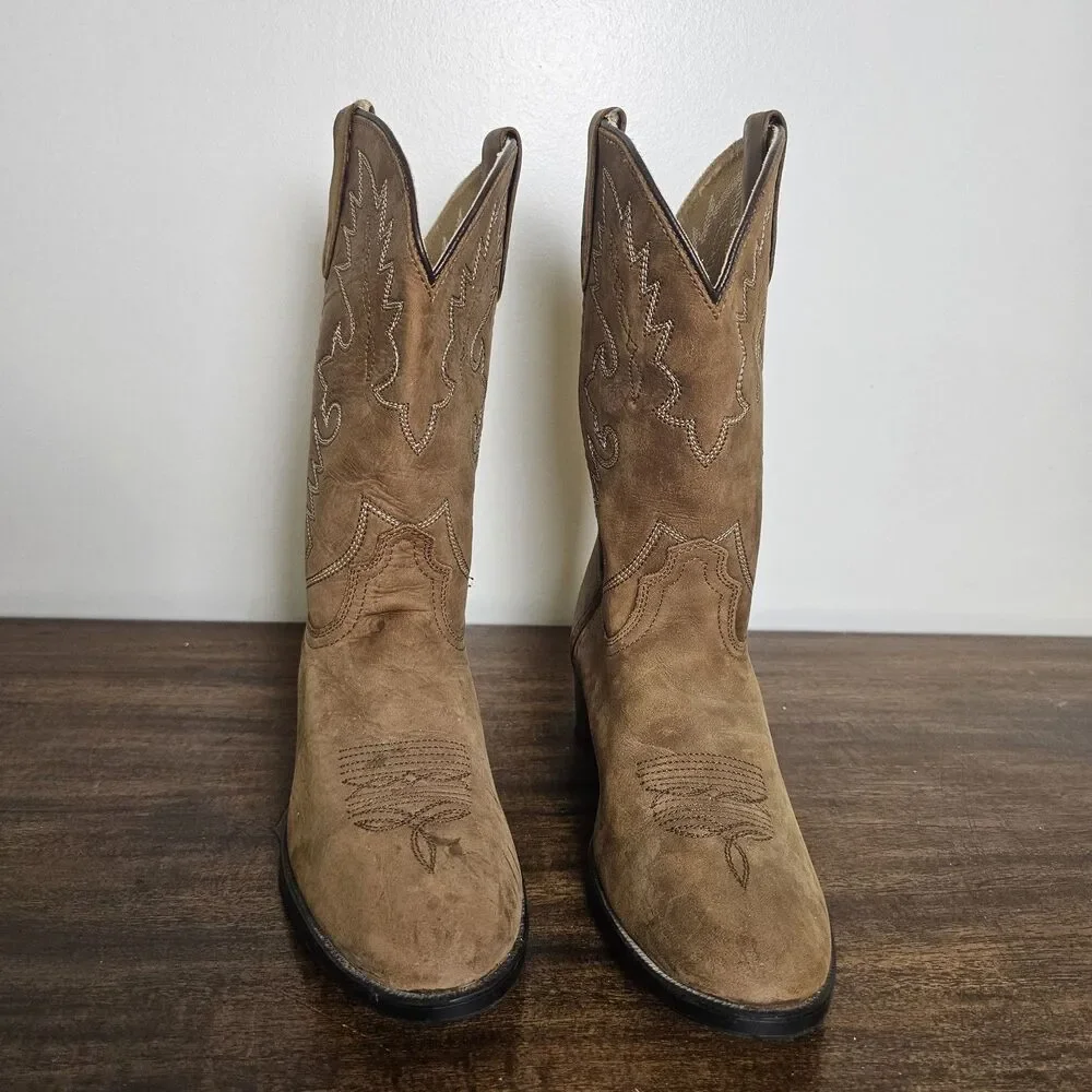 Dan Post Women’s Western Cowboy Boots Size 5 Caramel Leather Embroidered